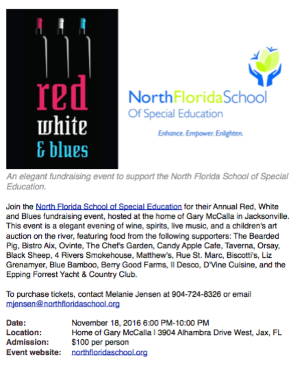 Red, White, and Blues - An elegant fundraising event to support the North Florida School of Special Education @ Home of Gary McCalla | Jacksonville | Florida | United States